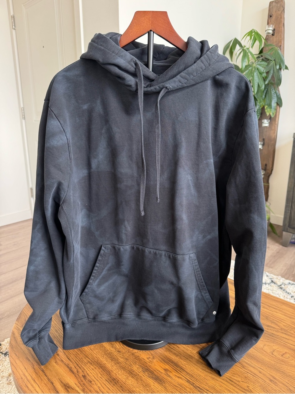 AllSaints Medium -Men's Black Tye Dye Pullover Hoodie